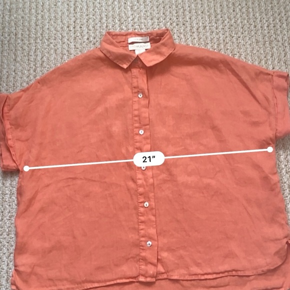 CYNTHIA ROWLEY | 100% Linen Coral Pink Shirt Size Small - Picture 7 of 8